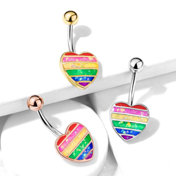 Rainbow Heart Bellybutton Ring