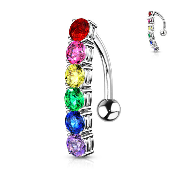 Rainbow CZ Bellybutton Ring