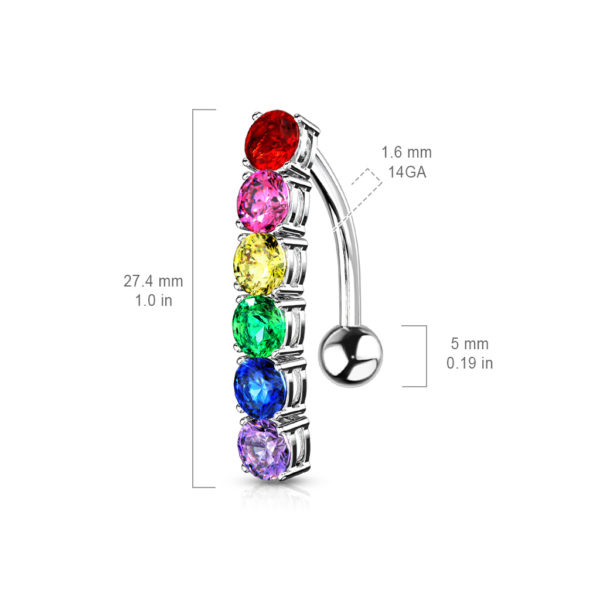 Rainbow CZ Bellybutton Ring